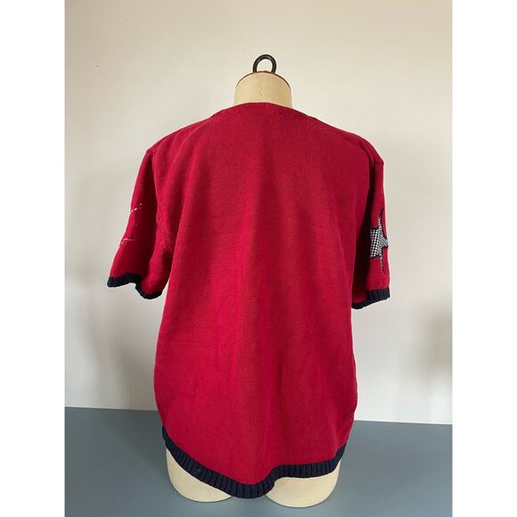 Norton Studio vintage Americana womens red short sleeve cardigan size L - Picture 3 of 6
